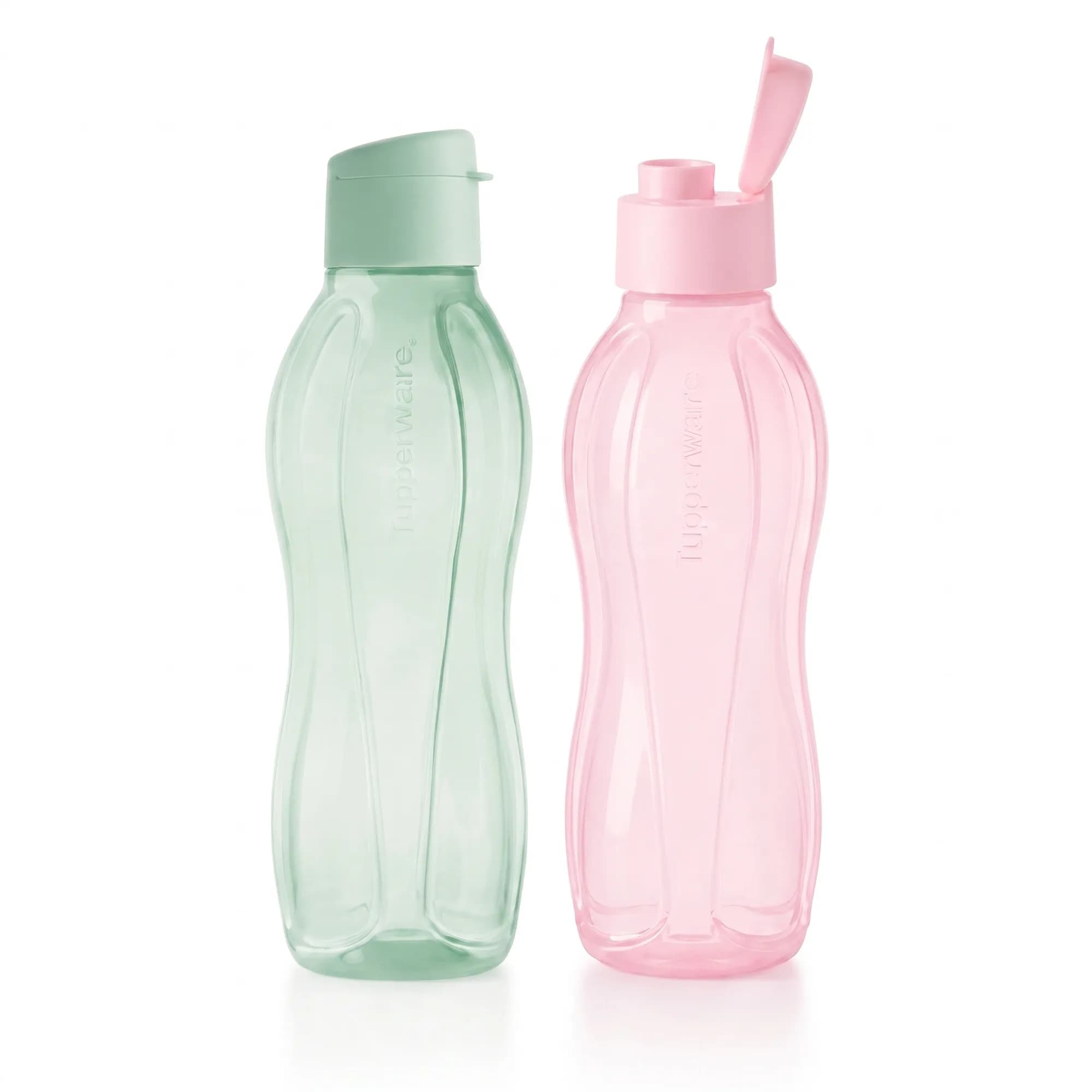 Set sticle Eco 750 ml cu capac sport, vernil & roz
